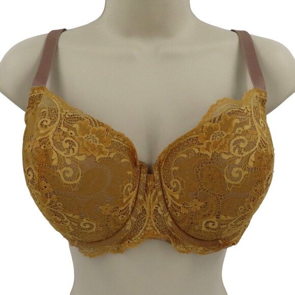 Thirdlove 36E Bra 24/7 Lace Balconette Bra Yellow Beige Underwire Lined Nylon - Picture 1 of 12